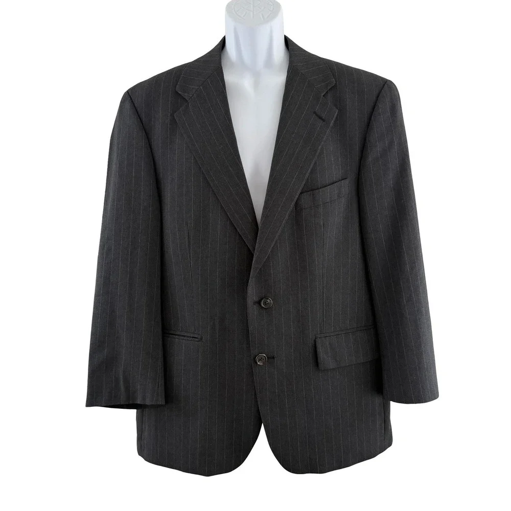 Polo University Club Ralph Lauren Suit Jacket Mens 41 Short Gray Pinstripe‎ Wool